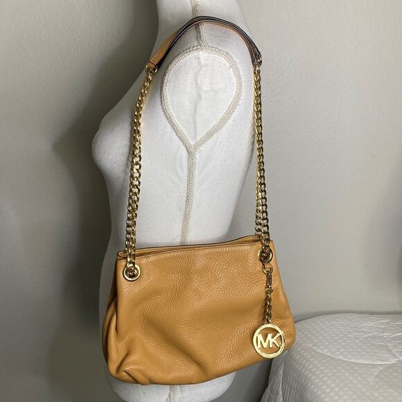 NWOT MICHAEL KORS Jet Set Chain Medium Acorn Leather Shoulder Bag - Picture 1 of 16